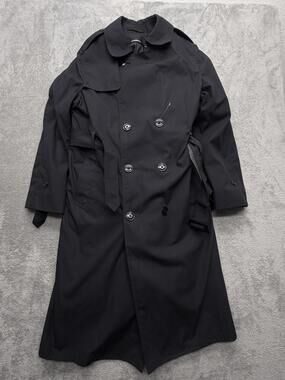 Garrison Collection Coat Mens 38R Black All Weather Trench Belted Lined Army